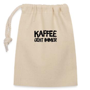 ich stehe auf Kaffee - Verschließbarer Geschenkbeutel aus Baumwolle (14x20cm) - Natur - Vorne