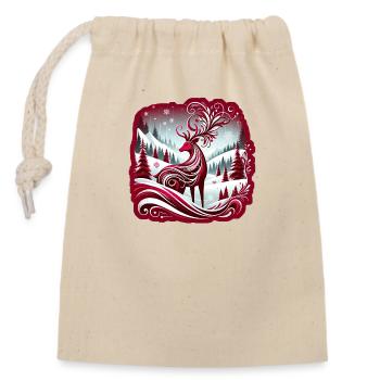 Winter Magic: Elegant Reindeer Design - Closable cotton gift bag (14x20cm) - nature - Front