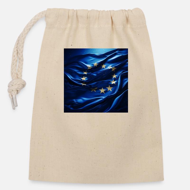 Europe Flag - Closable cotton gift bag (14x20cm) - nature