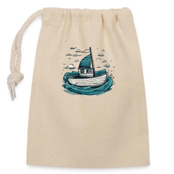 Bateau de pêche en haute mer - Sac cadeau en coton avec cordon (14 x 20 cm) - nature - Devant