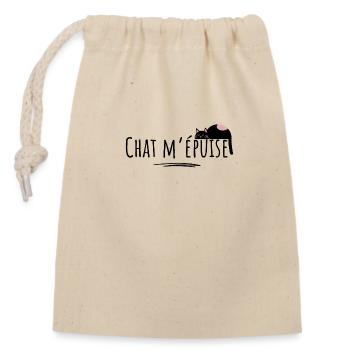 chat m épuise- idée cadeau chat drôle cadeau - Sac cadeau en coton avec cordon (14 x 20 cm) - nature - Devant