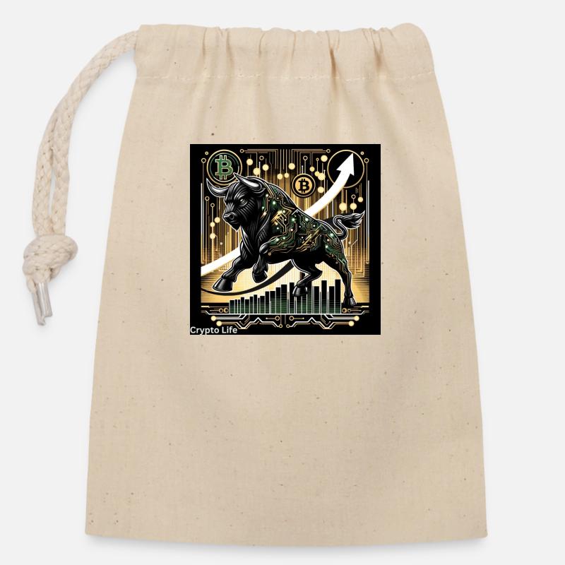 Crypto Life - Closable cotton gift bag (14x20cm) - nature