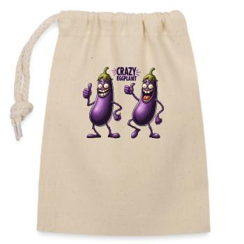 Crazy Veggies: Eggplant Gang Thumbs Up - Verschließbarer Geschenkbeutel aus Baumwolle (14x20cm) - Natur - Vorne