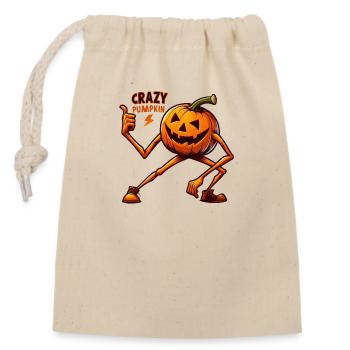 Crazy Veggies: Pumpkin Poser - Closable cotton gift bag (14x20cm) - nature - Front