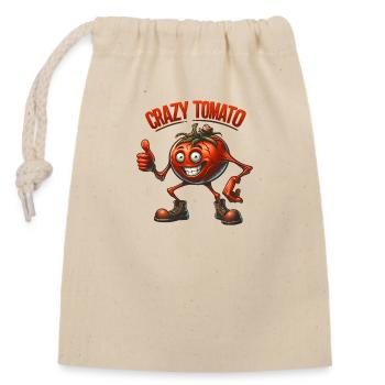 Crazy Veggies: Horror Tomato with hat + Thumps Up - Closable cotton gift bag (14x20cm) - nature - Front