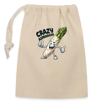Crazy Veggies: Asparagus Bodybuilder Pro Thumbs Up - Verschließbarer Geschenkbeutel aus Baumwolle (14x20cm) - Natur - Vorne