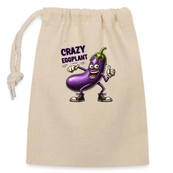 Crazy Veggies: Hairy Eggplant Thumbs Up - Verschließbarer Geschenkbeutel aus Baumwolle (14x20cm) - Natur - Vorne
