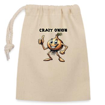 Crazy Veggies: Onion With Goatee and Thumbs Up - Verschließbarer Geschenkbeutel aus Baumwolle (14x20cm) - Natur - Vorne