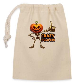 Crazy Veggies: Pumpkin Skeleton Thumbs Up - Verschließbarer Geschenkbeutel aus Baumwolle (14x20cm) - Natur - Vorne