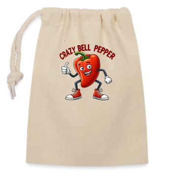 Crazy Veggies: Bell Pepper With Thumbs Up - Verschließbarer Geschenkbeutel aus Baumwolle (14x20cm) - Natur - Vorne