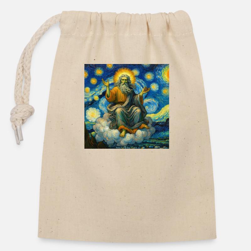 Dieu dans un Van Gogh - Sac cadeau en coton avec cordon (14 x 20 cm) - nature