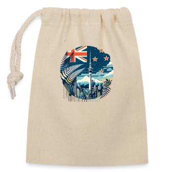 New Zealand Aotearoa Kiwi 18 - Closable cotton gift bag (14x20cm) - nature - Front