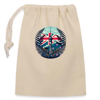 New Zealand Aotearoa Kiwi 15 - Closable cotton gift bag (14x20cm) - nature - Front