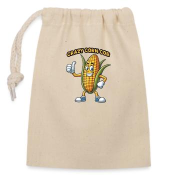 Crazy Veggies: Corn Cob Thumbs Up - Verschließbarer Geschenkbeutel aus Baumwolle (14x20cm) - Natur - Vorne