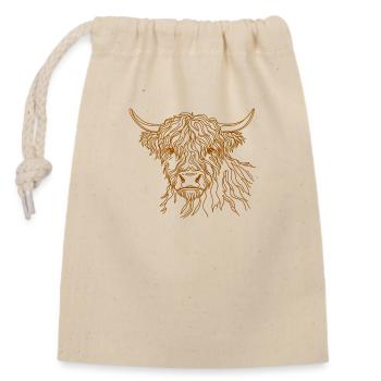 Doodle de vache poilue - Sac cadeau en coton avec cordon (14 x 20 cm) - nature - Devant