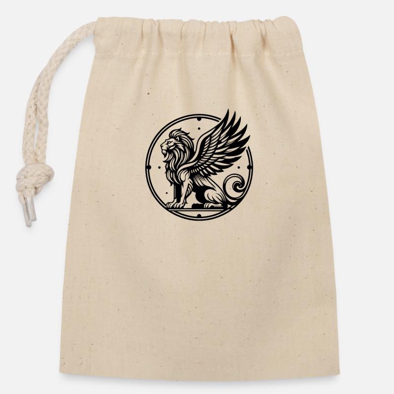 Griffon - Sac cadeau en coton avec cordon (14 x 20 cm) - nature