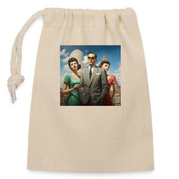 italian retrowave - Closable cotton gift bag (14x20cm) - nature - Front