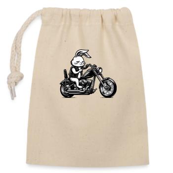 Biker Bunny - Closable cotton gift bag (14x20cm) - nature - Front