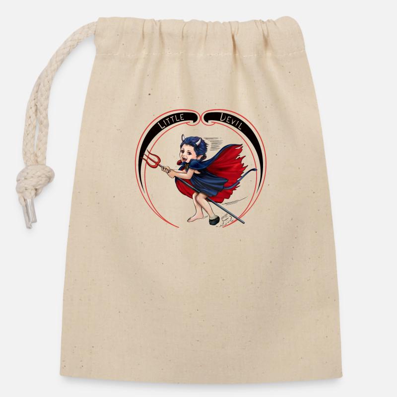 little devil - Closable cotton gift bag (14x20cm) - nature