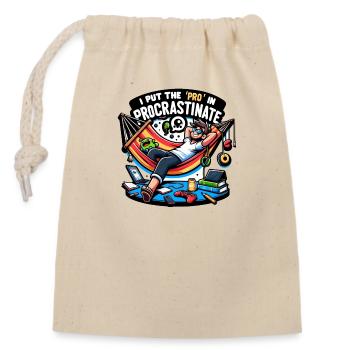 I put 'Pro' in Procrastinate - Closable cotton gift bag (14x20cm) - nature - Front