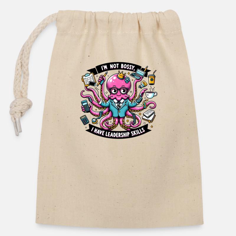 I'm not Bossy - Closable cotton gift bag (14x20cm) - nature
