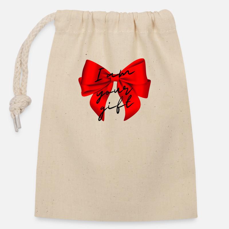 Bow Gift - Closable cotton gift bag (14x20cm) - nature