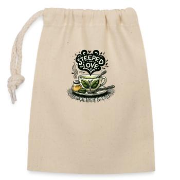 Steeped in Love - Closable cotton gift bag (14x20cm) - nature - Front