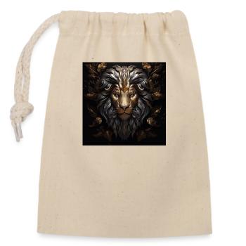 Tête de lion d’or - Sac cadeau en coton avec cordon (14 x 20 cm) - nature - Devant