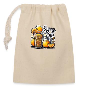Sunny Sip - Closable cotton gift bag (14x20cm) - nature - Front