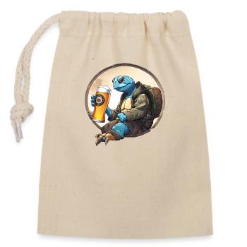 Turtle Cheers Tee: Fun Style! - Closable cotton gift bag (14x20cm) - nature - Front
