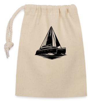 Sport Katamaran großes Segelboot mit Segeln - Verschließbarer Geschenkbeutel aus Baumwolle (14x20cm) - Natur - Vorne