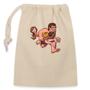Caveman Kidnapping Cavewoman - Closable cotton gift bag (14x20cm) - nature - Front