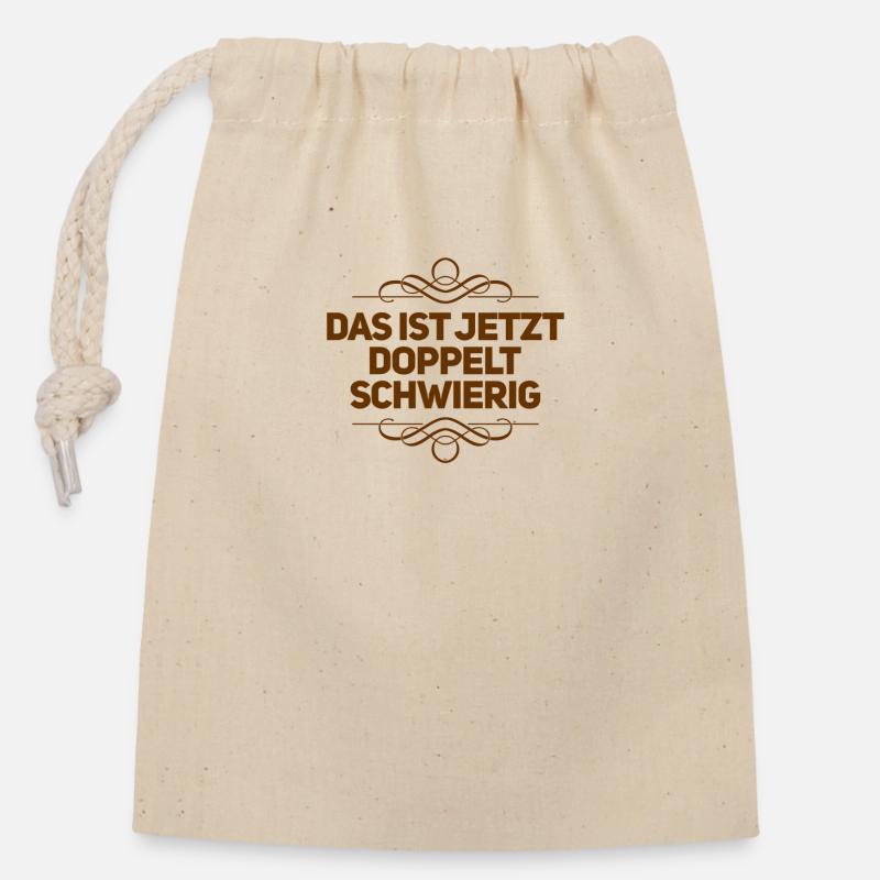 doubly difficult - Closable cotton gift bag (14x20cm) - nature