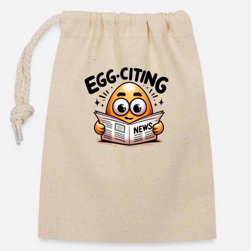 Egg Citing News - Verschließbarer Geschenkbeutel aus Baumwolle (14x20cm) - Natur