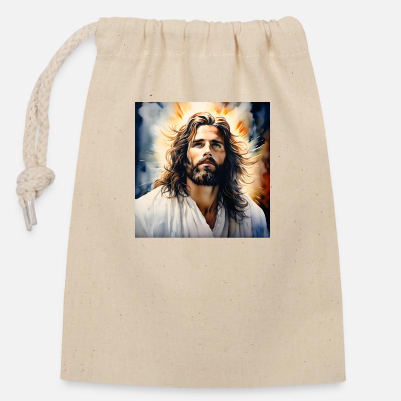 Jesus - Closable cotton gift bag (14x20cm) - nature