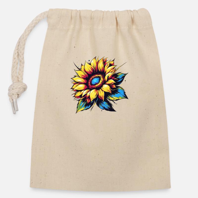 Sunflower Art - Closable cotton gift bag (14x20cm) - nature