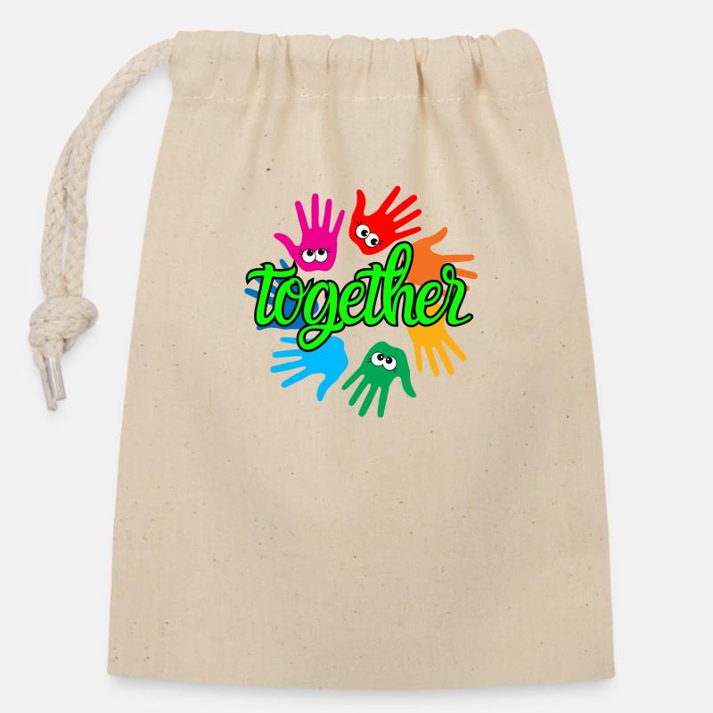 together - Closable cotton gift bag (14x20cm) - nature