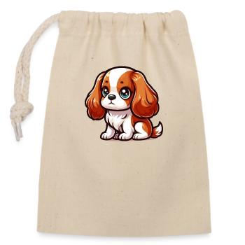 Chibi-Kavalier König Charles - Verschließbarer Geschenkbeutel aus Baumwolle (14x20cm) - Natur - Vorne