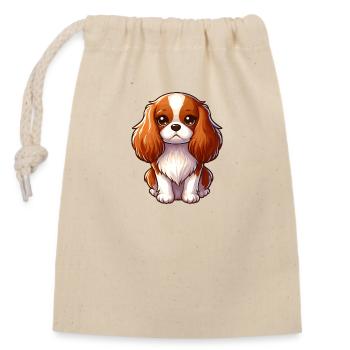 König Charles Cavalier Hund - Verschließbarer Geschenkbeutel aus Baumwolle (14x20cm) - Natur - Vorne