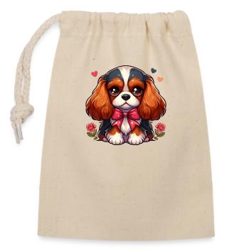 Kavalier König Charles Hund - Verschließbarer Geschenkbeutel aus Baumwolle (14x20cm) - Natur - Vorne