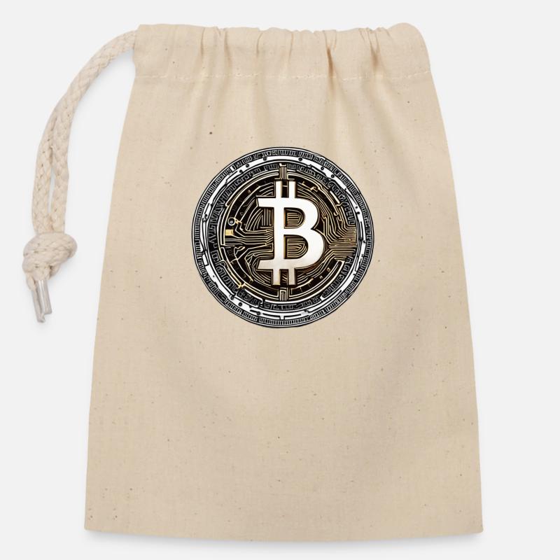 Bitcoin - Verschließbarer Geschenkbeutel aus Baumwolle (14x20cm) - Natur