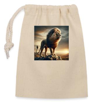 Lion - Sac cadeau en coton avec cordon (14 x 20 cm) - nature - Devant