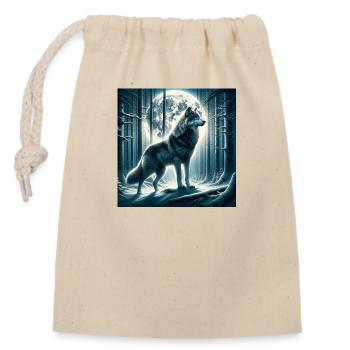 Wolf - Verschließbarer Geschenkbeutel aus Baumwolle (14x20cm) - Natur - Vorne