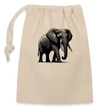 Elefant - Großes Safari Rüsseltier mit Stoßzähnen - Verschließbarer Geschenkbeutel aus Baumwolle (14x20cm) - Natur - Vorne