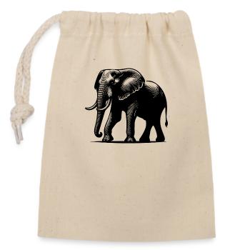 Elefant Porträt - Safari Rüsseltier mit Stoßzähnen - Verschließbarer Geschenkbeutel aus Baumwolle (14x20cm) - Natur - Vorne