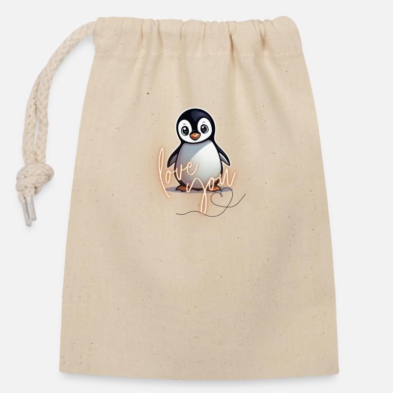 Je t’aime - Sac cadeau en coton avec cordon (14 x 20 cm) - nature