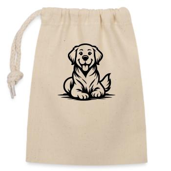 Happy Golden Retriever Goldie Drawing - Closable cotton gift bag (14x20cm) - nature - Front