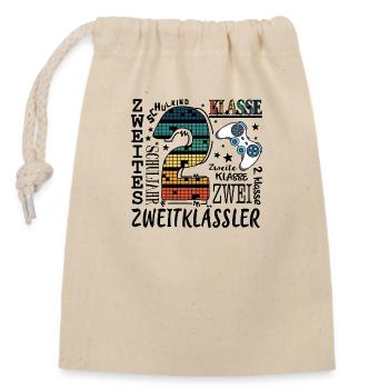 2. Klasse Gaming - Verschließbarer Geschenkbeutel aus Baumwolle (14x20cm) - Natur - Vorne