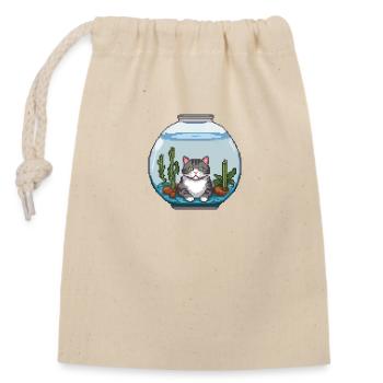 Aquatic Purr-spective - Closable cotton gift bag (14x20cm) - nature - Front