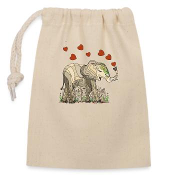 Elefant - Verschließbarer Geschenkbeutel aus Baumwolle (14x20cm) - Natur - Vorne